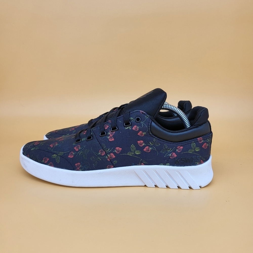 K-Swiss Black Floral Athletic Sneakers with White Sole